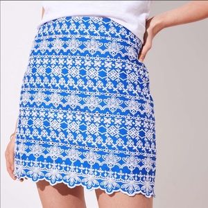 Loft blue and white eyelet skirt, never worn